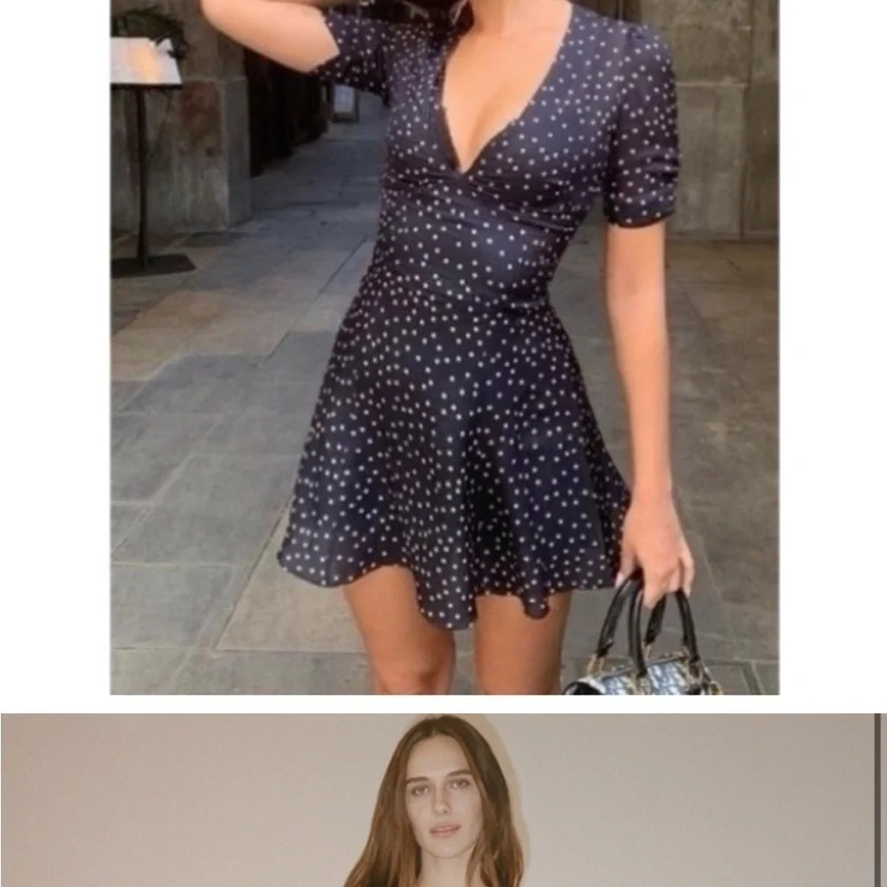Realisation Par Ozzie Navy White Stars 100% Silk Dress
